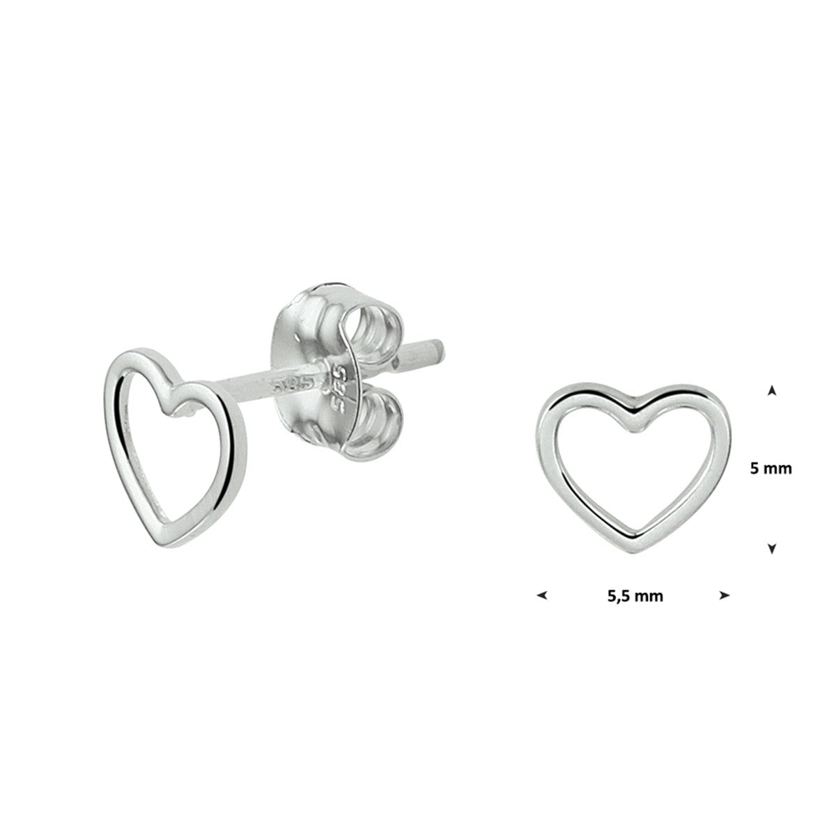 Fantasy Collection Oorbellen hart 5 mm 14K witgoud - PSN4105149
