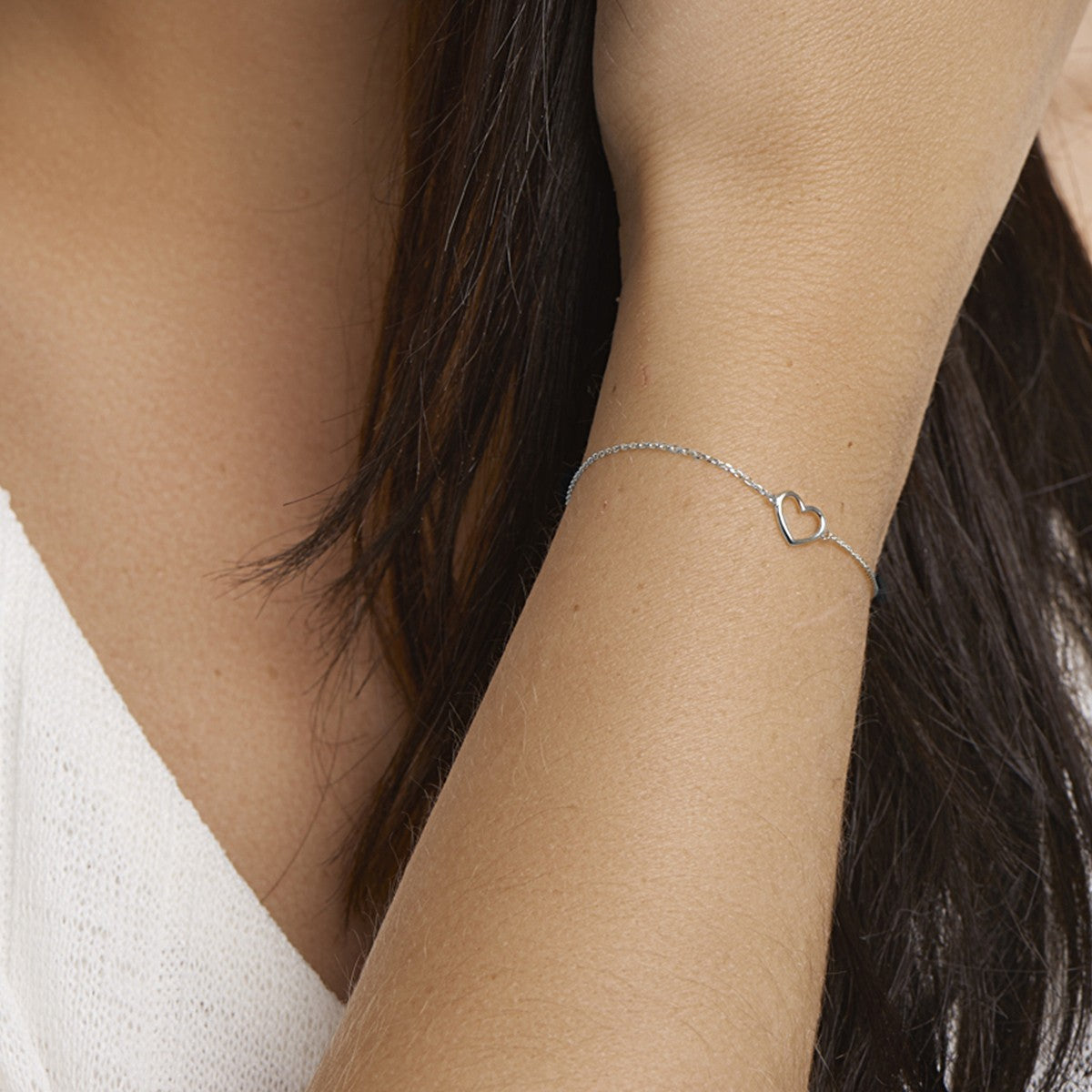 Fantasy Collection Armband hart 16 - 17 - 18 cm 14K witgoud