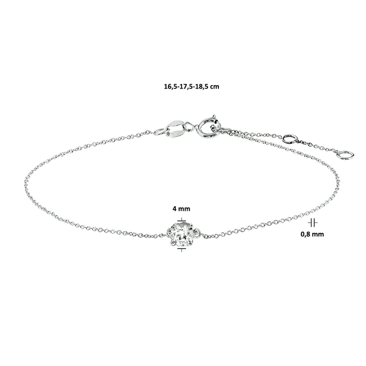 Fantasy Collection Armband zirkonia 16,5 - 17,5 - 18,5 cm 14K witgoud