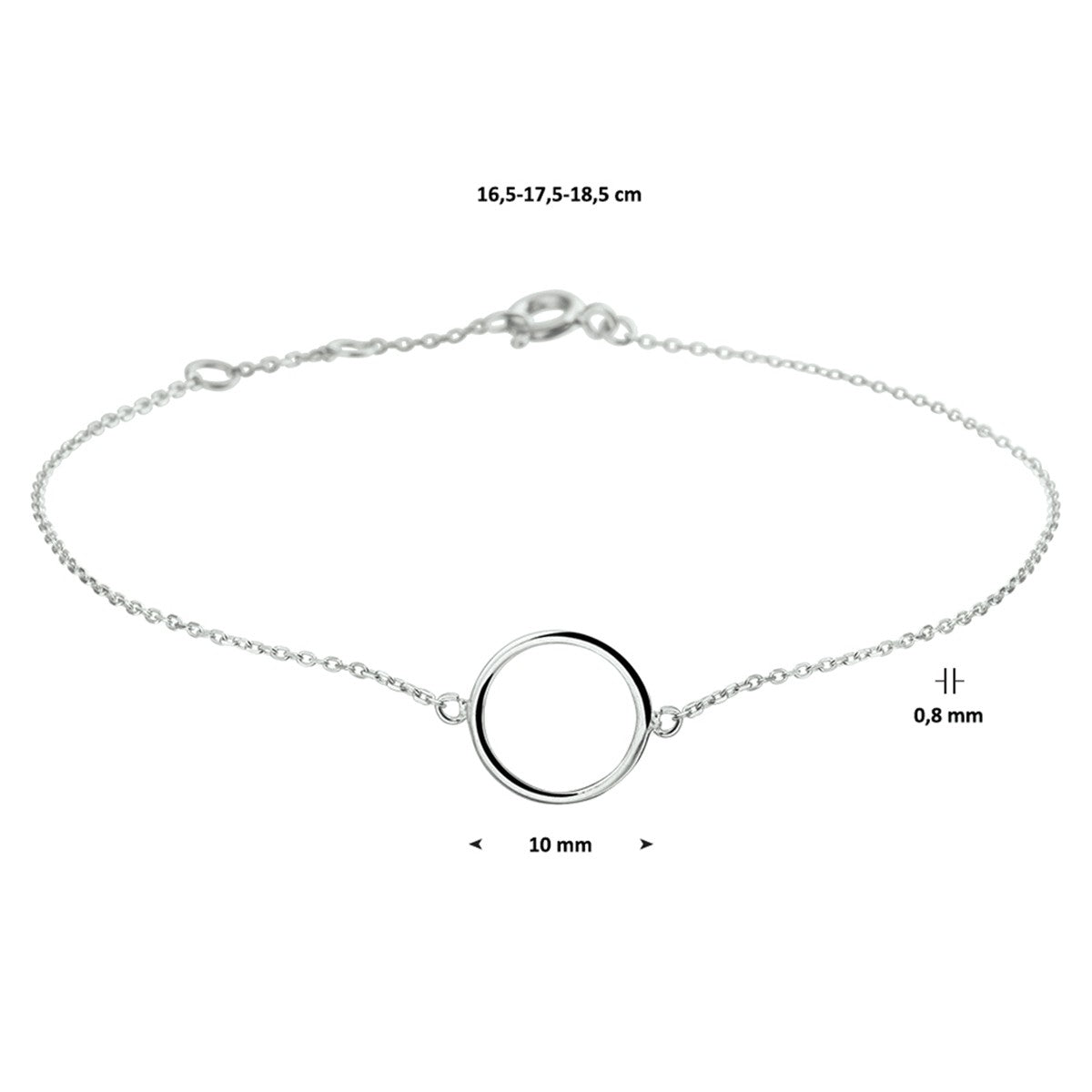 Fantasy Collection Armband rondje 16,5 - 17,5 - 18,5 cm 14K witgoud