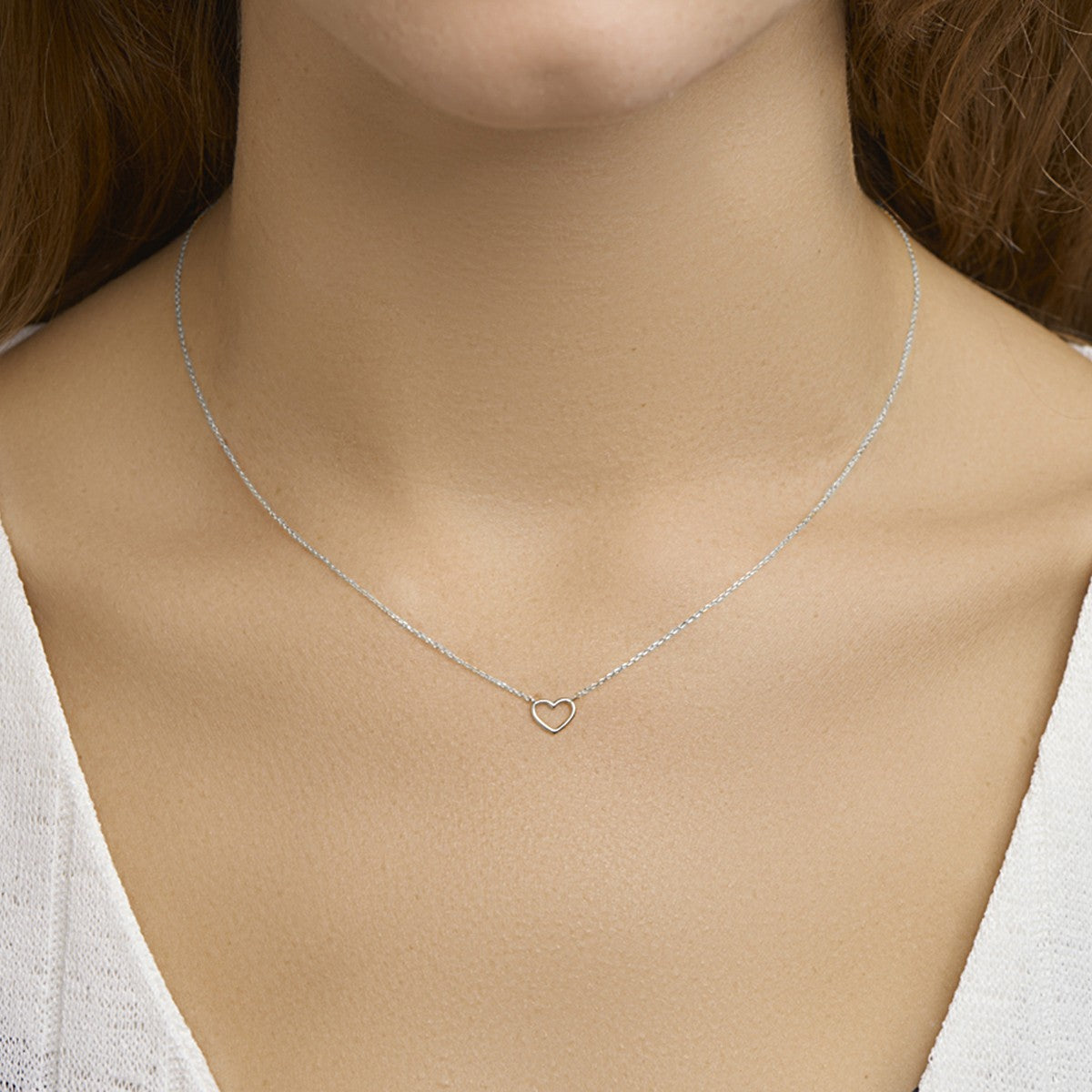 Fantasy Collection Collier hart 40 - 42 - 44 cm 14K witgoud