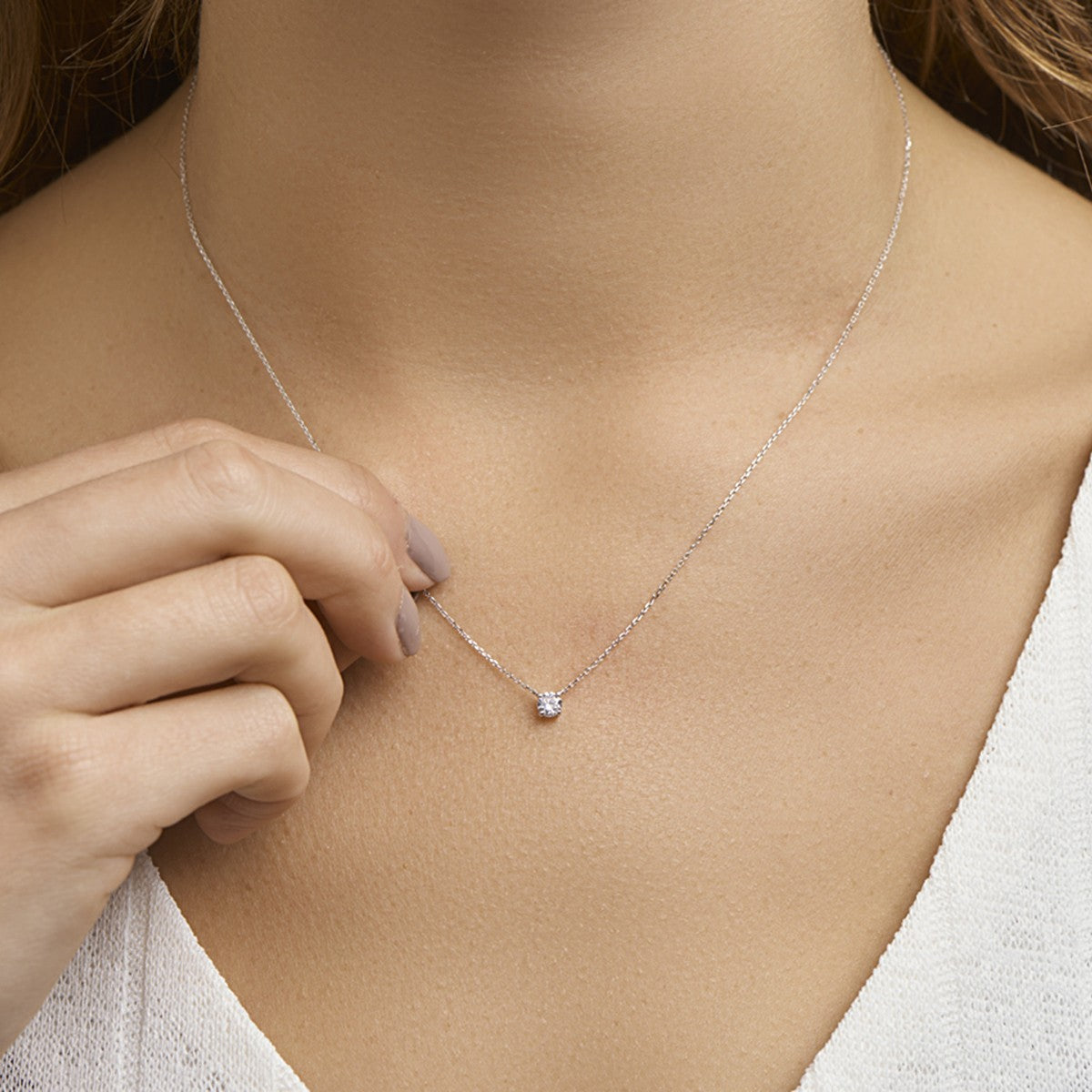 Fantasy Collection Collier zirkonia 40 - 42 - 44 cm 14K witgoud