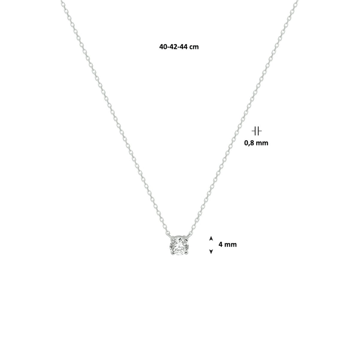 Fantasy Collection Collier zirkonia 40 - 42 - 44 cm 14K witgoud