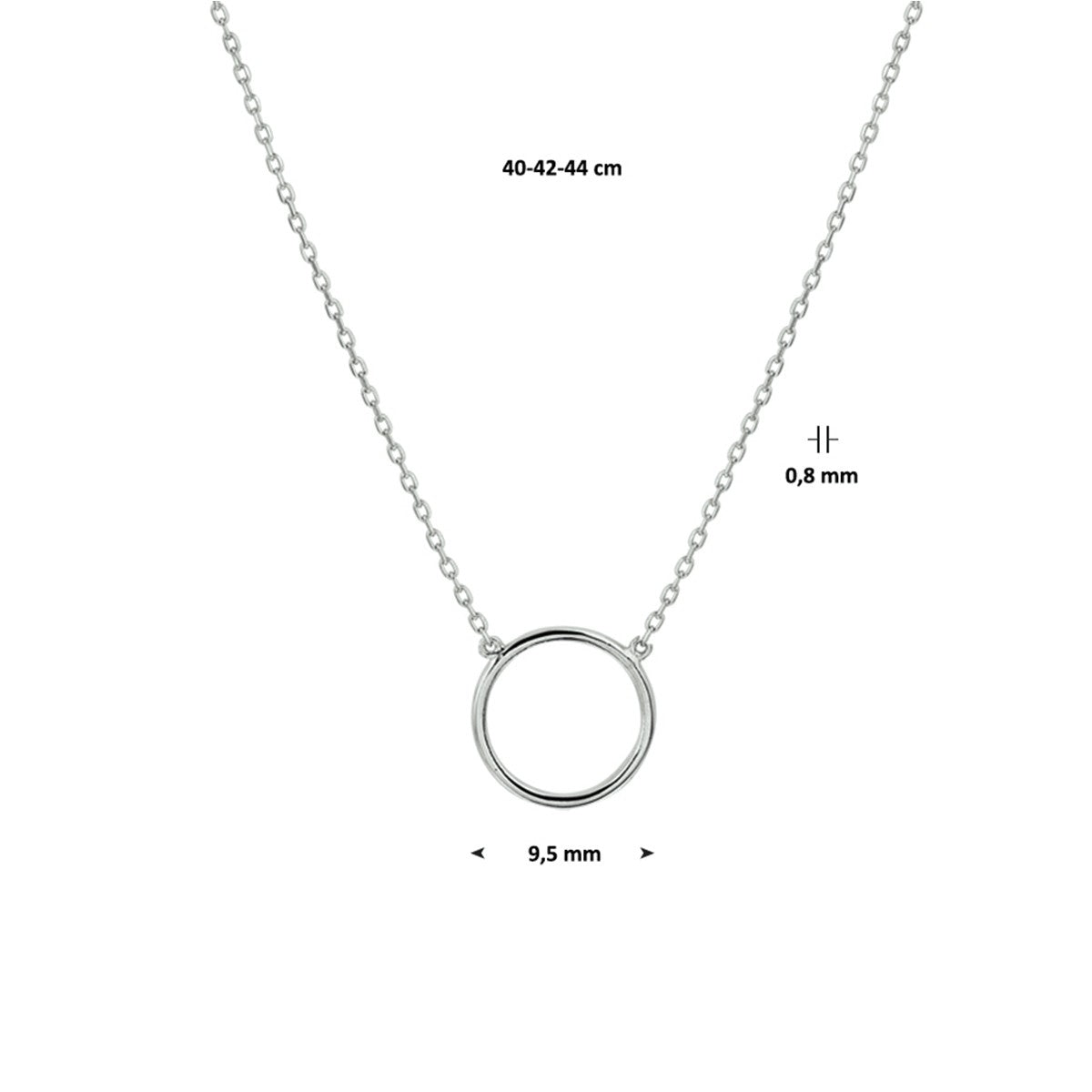 Fantasy Collection Collier rondje 0,8 mm 40 - 42 - 44 cm 14K witgoud