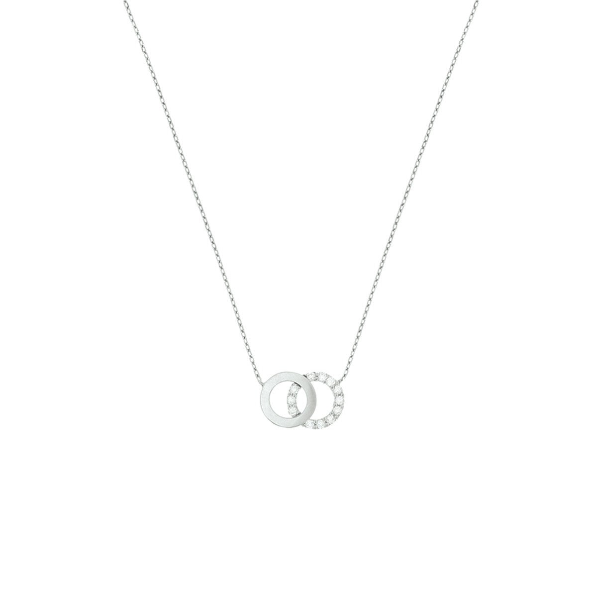 Fantasy Collection Collier rondjes zirkonia 40 - 42 - 44 cm 14K witgoud