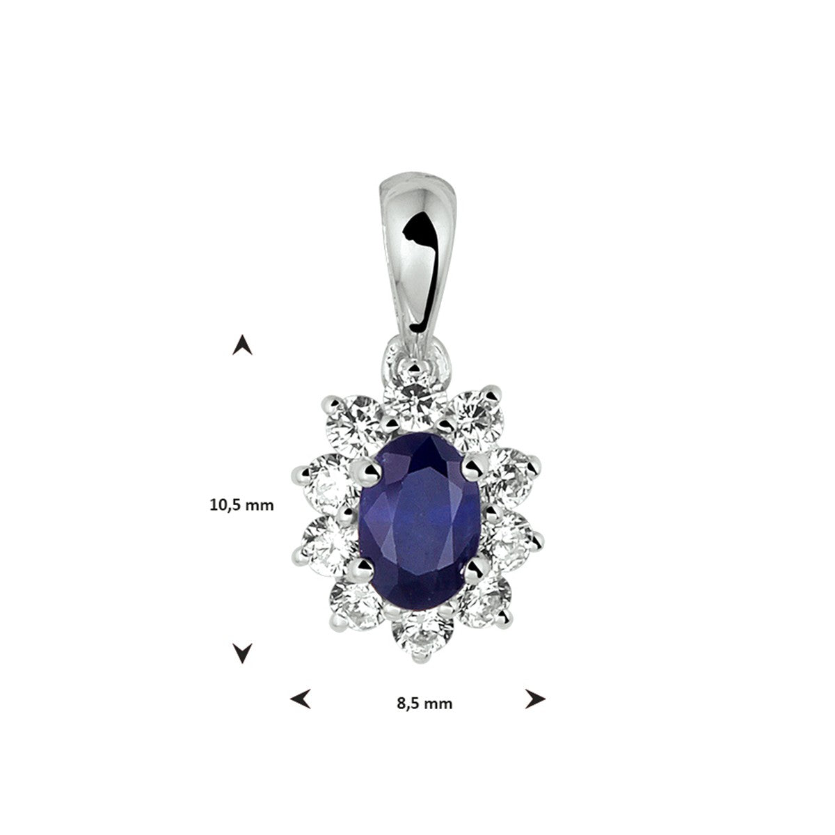 Fantasy Collection Hanger saffier en zirkonia halo 14K witgoud