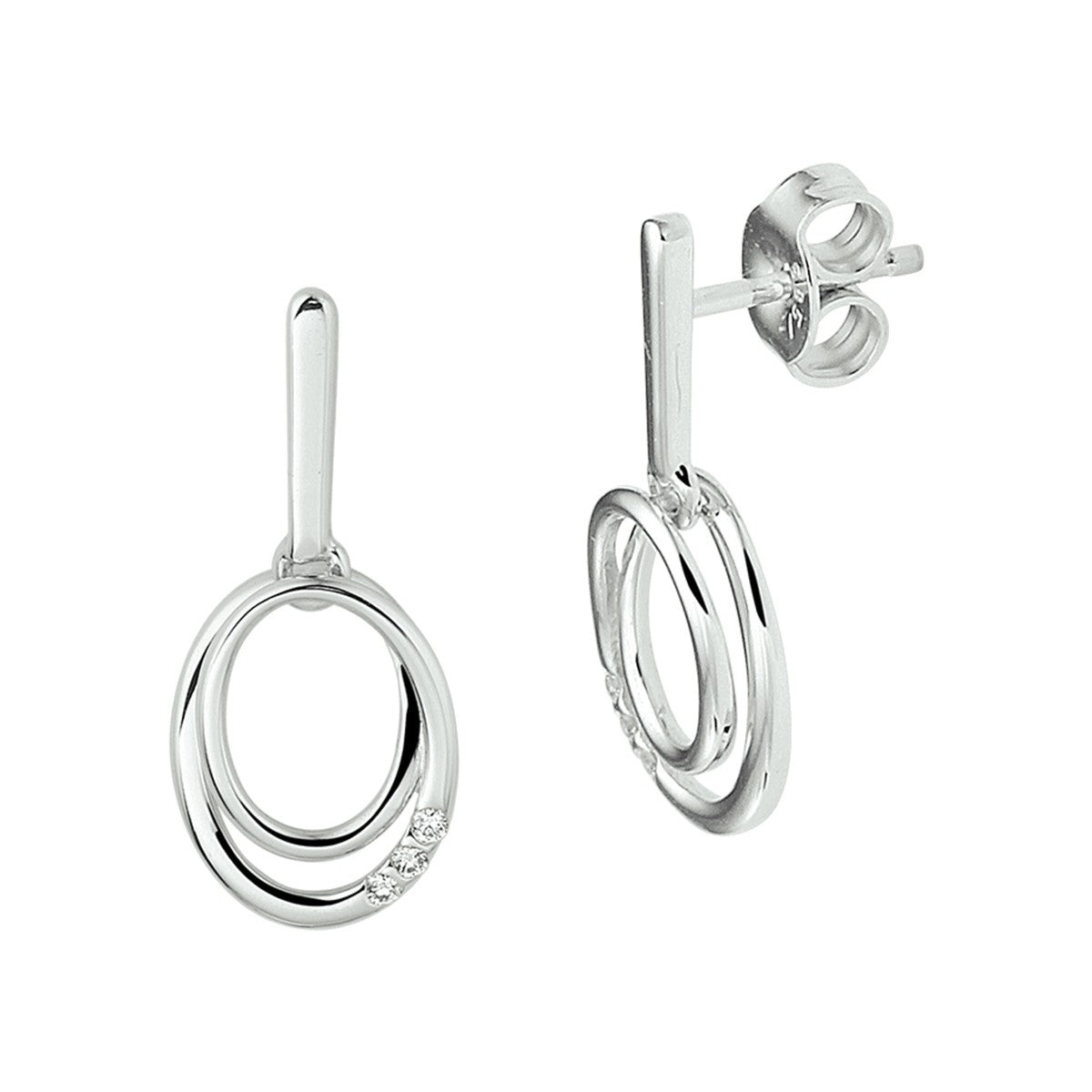 Fantasy Collection Hangende oorbellen diamant 0.04ct (2x0.02ct) h si 14K witgoud