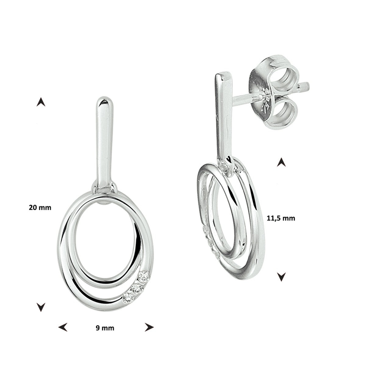 Fantasy Collection Hangende oorbellen diamant 0.04ct (2x0.02ct) h si 14K witgoud