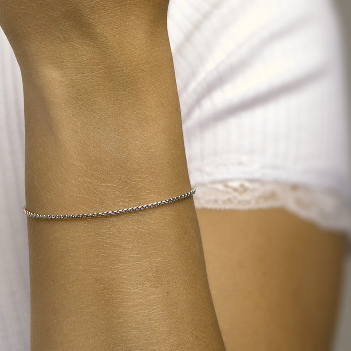 Fantasy Collection Armband venetiaans bol 1,7 mm 18 cm 14K witgoud