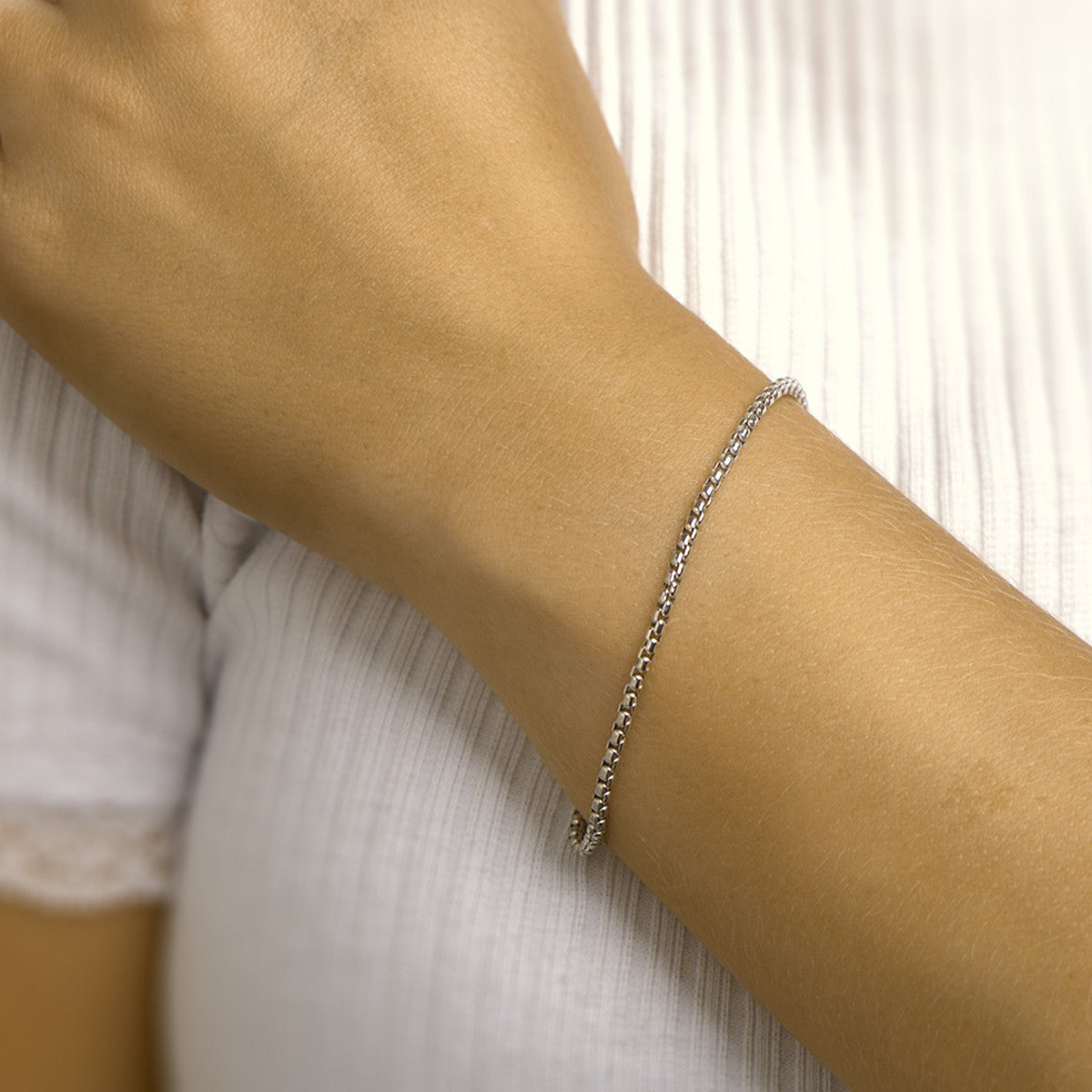 Fantasy Collection Armband venetiaans bol 2,5mm 19 cm 14K witgoud