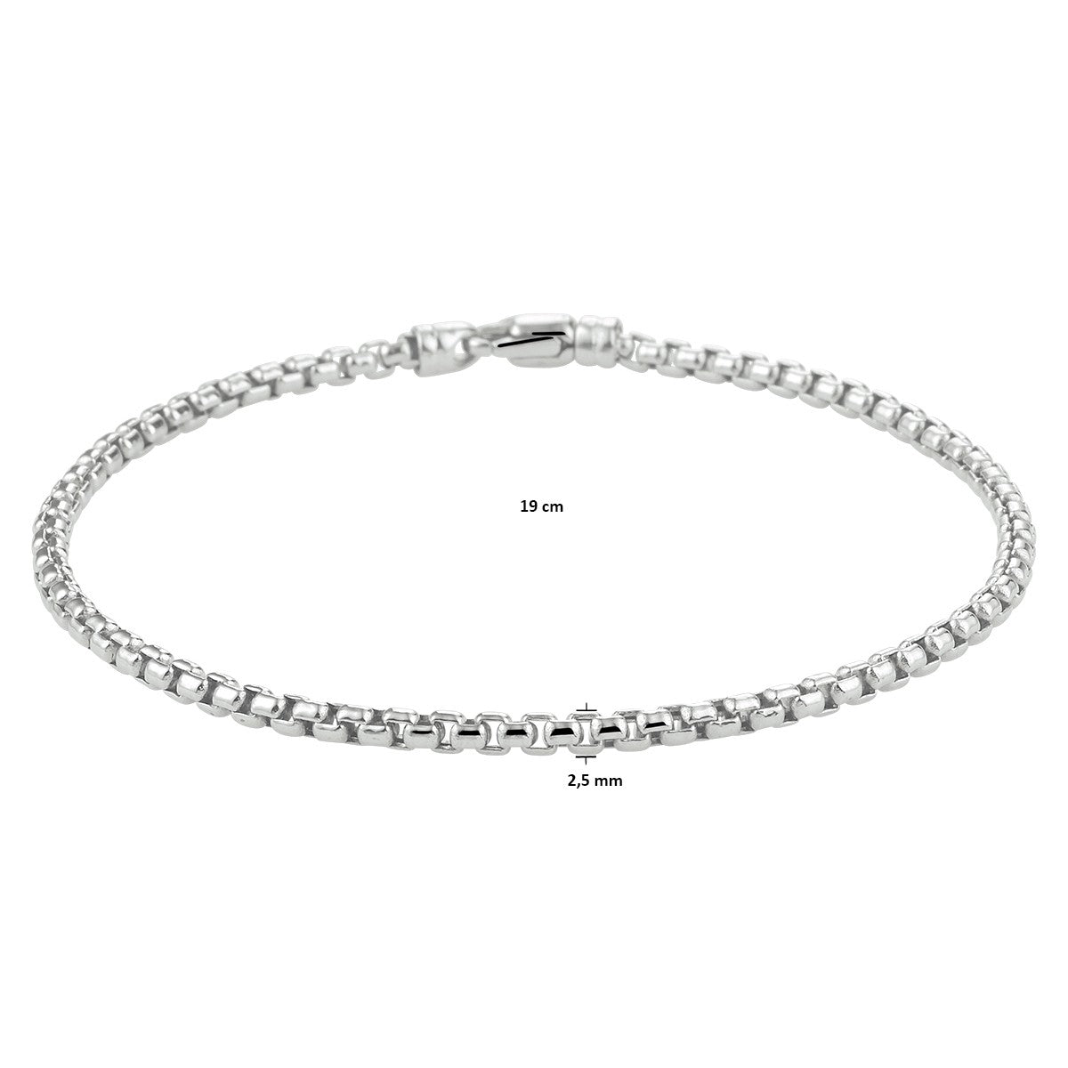 Fantasy Collection Armband venetiaans bol 2,5mm 19 cm 14K witgoud