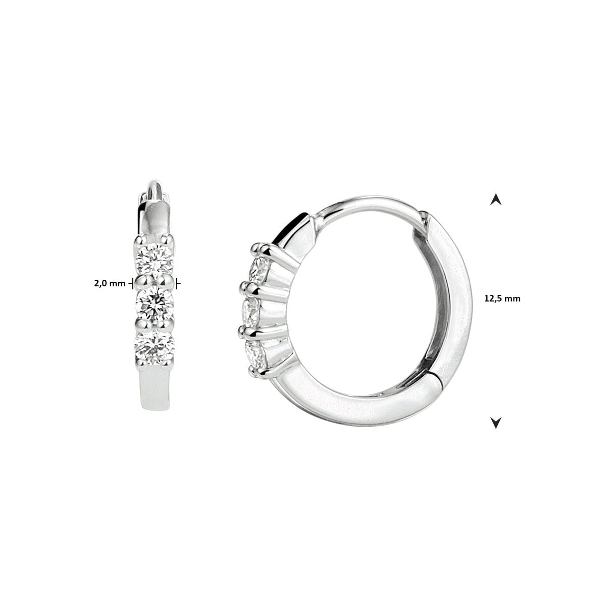 Fantasy Collection Oorbellen diamant 0.18ct (2x 0.09ct) h si 14K witgoud