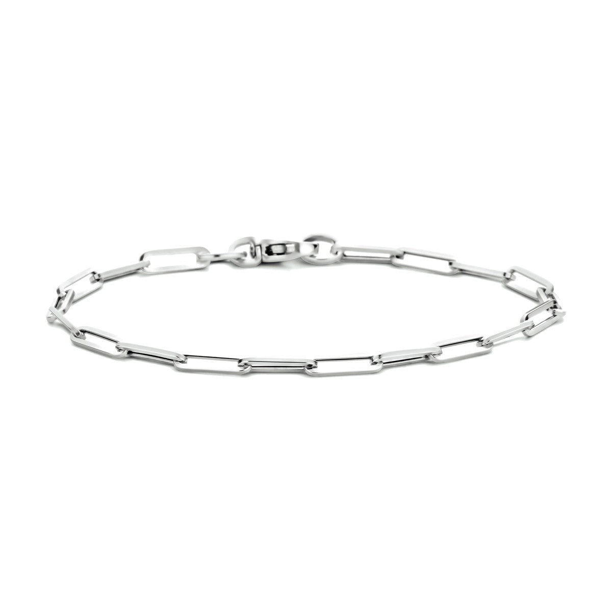 Fantasy Collection Armband paperclip vierkante buis 3,0 mm 18 cm 14K witgoud