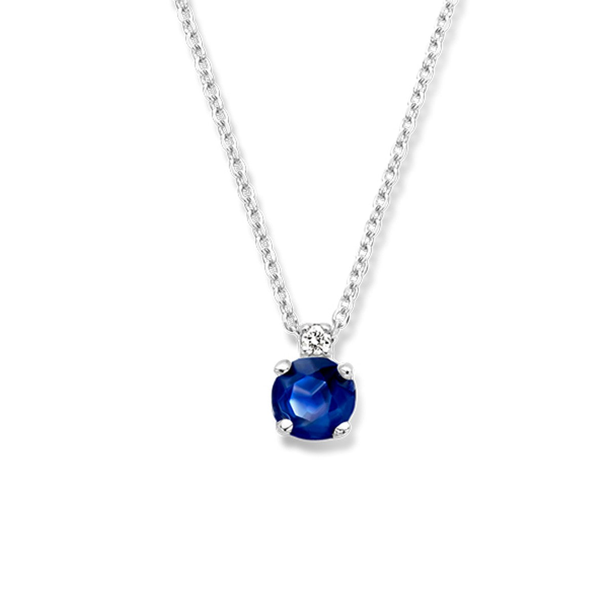Fantasy Collection Collier saffier en diamant 0.015ct h si 40 cm 14K witgoud