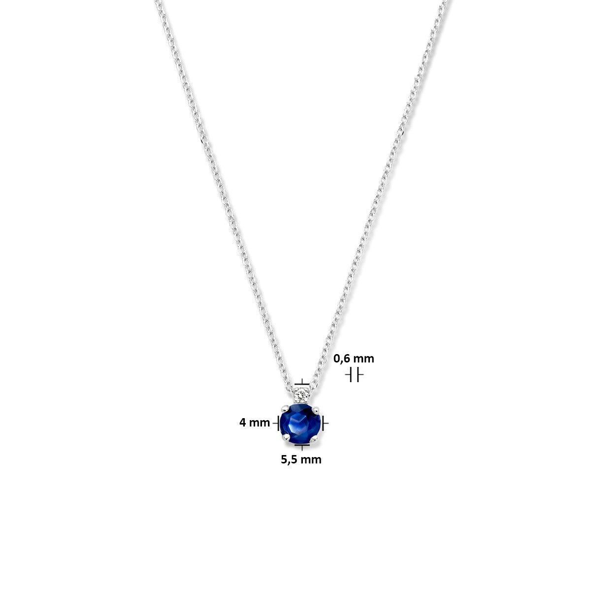 Fantasy Collection Collier saffier en diamant 0.015ct h si 40 cm 14K witgoud