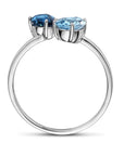 14K Witgouden Ring Trilogie London Blue Topaas, Blauw Topaas En Diamant 0.01Ct H P1 4105764 - PansiteNederland.nl