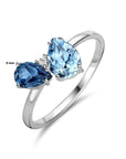 14K Witgouden Ring Trilogie London Blue Topaas, Blauw Topaas En Diamant 0.01Ct H P1 4105764 - PansiteNederland.nl