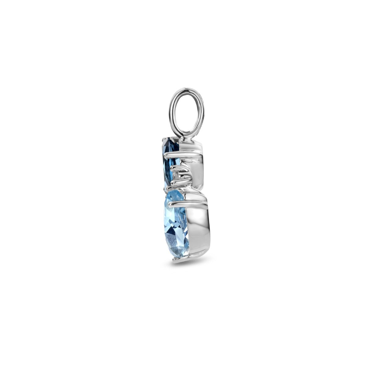 Fantasy Collection Hanger london blue topaas, blauw topaas en diamant 0.01ct h p1 14K witgoud