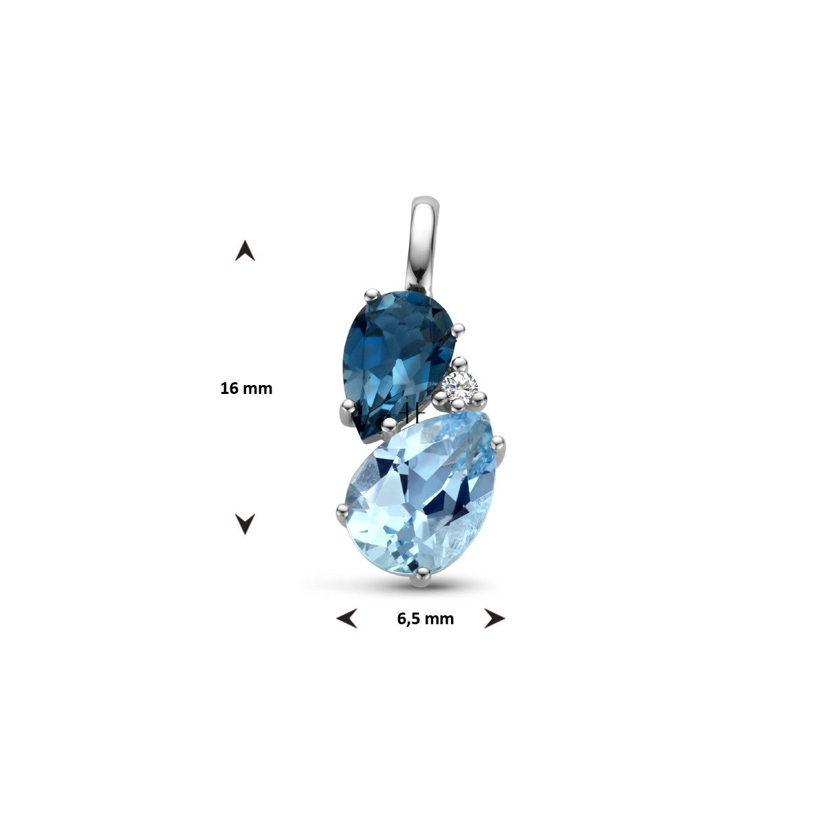 Fantasy Collection Hanger london blue topaas, blauw topaas en diamant 0.01ct h p1 14K witgoud
