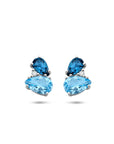 14K Witgoud Oorknoppen London Blue Topaas, Blauw Topaas En Diamant 0.015Ct (2X0.0075Ct) H P1 4105769 - PansiteNederland.nl