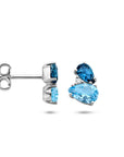 14K Witgoud Oorknoppen London Blue Topaas, Blauw Topaas En Diamant 0.015Ct (2X0.0075Ct) H P1 4105769 - PansiteNederland.nl