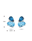 14K Witgoud Oorknoppen London Blue Topaas, Blauw Topaas En Diamant 0.015Ct (2X0.0075Ct) H P1 4105769 - PansiteNederland.nl