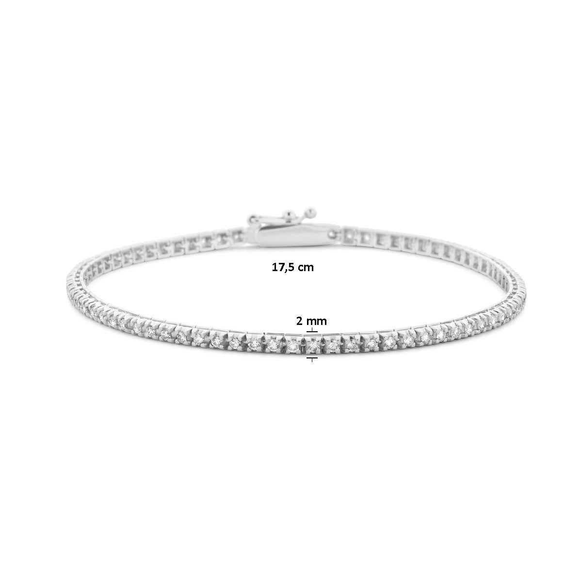 Fantasy Collection Tennisarmband lab grown diamant 1.00ct g si 2,0 mm 17,5 cm 14K witgoud