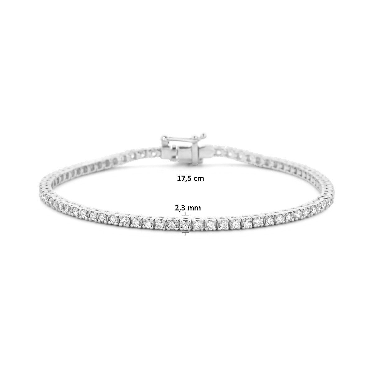 Fantasy Collection Tennisarmband lab grown diamant 2.00ct g si 2,3 mm 17,5 cm 14K witgoud