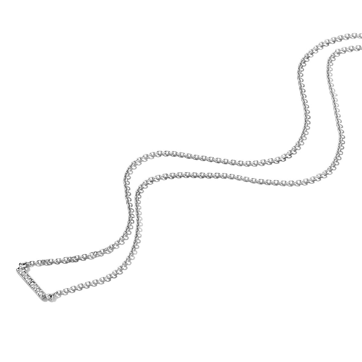 Fantasy Collection Collier balkje diamant 0.04ct h si 42 - 45 cm 14K witgoud