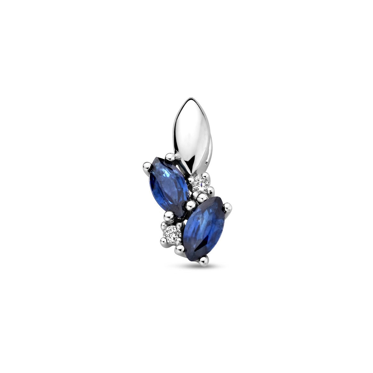 Fantasy Collection Hanger saffier en diamant 0.02ct h p1 13 mm 14K witgoud