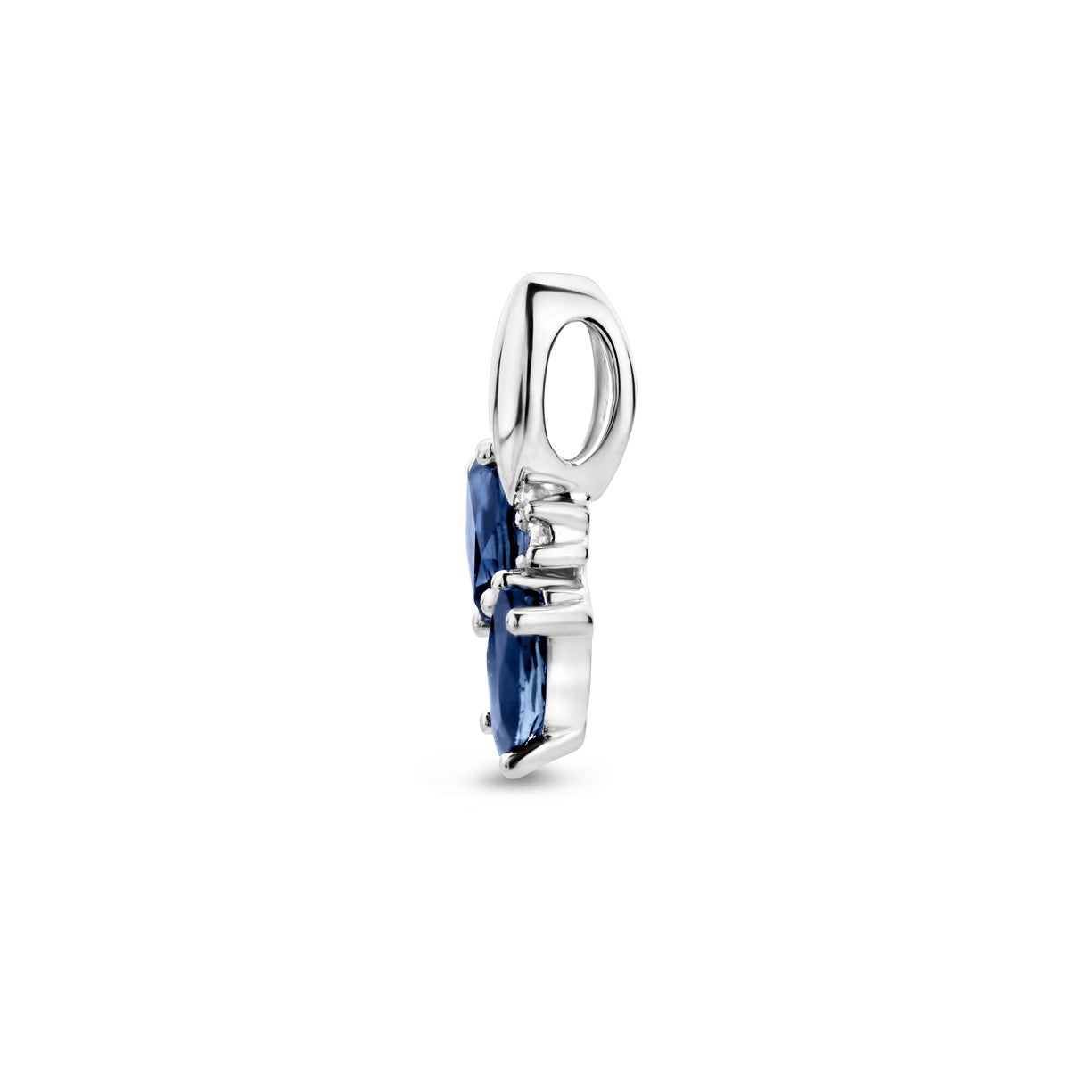 Fantasy Collection Hanger saffier en diamant 0.02ct h p1 13 mm 14K witgoud