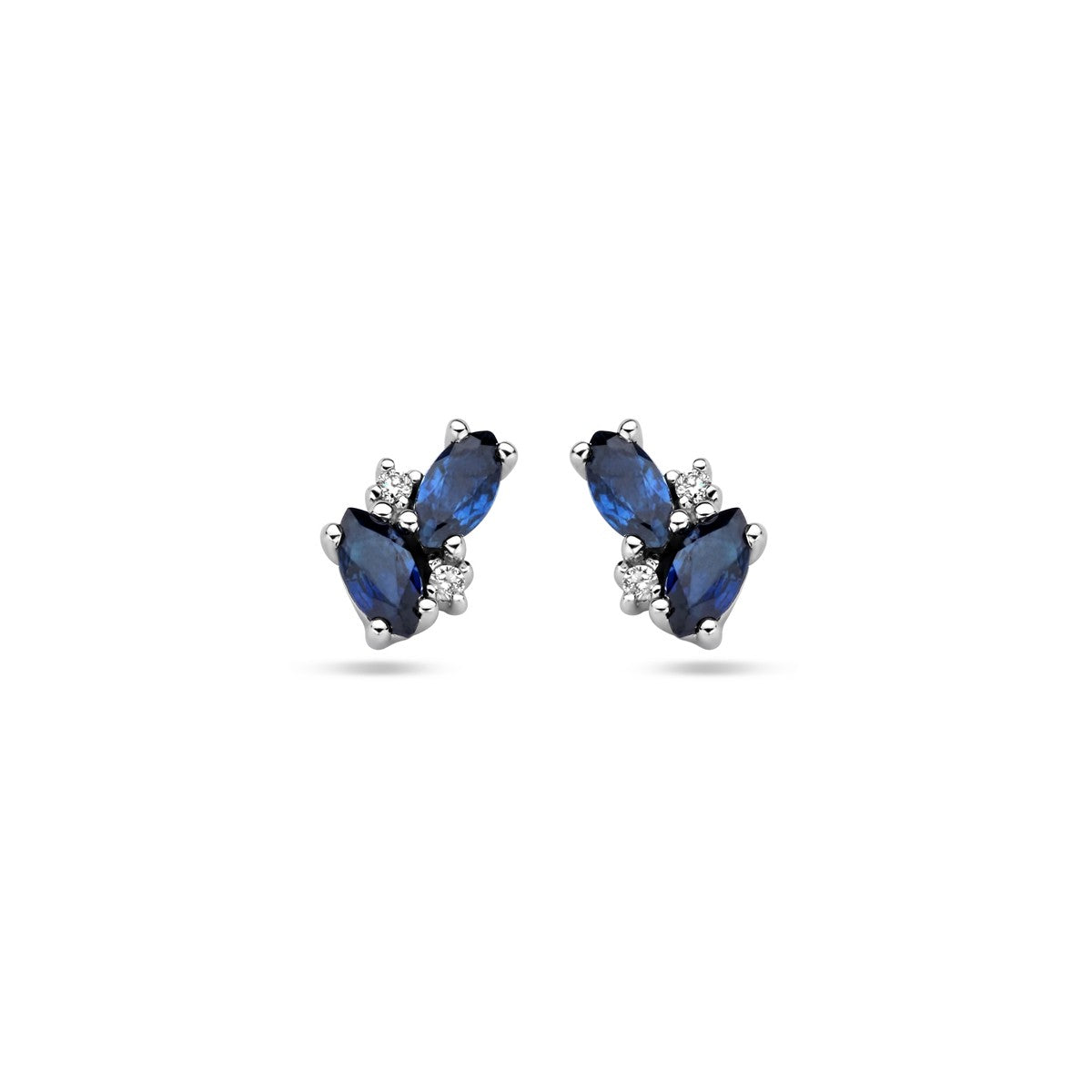 Fantasy Collection Oorbellen saffier en diamant 0.02ct (2x 0.01ct) h p1 14K witgoud