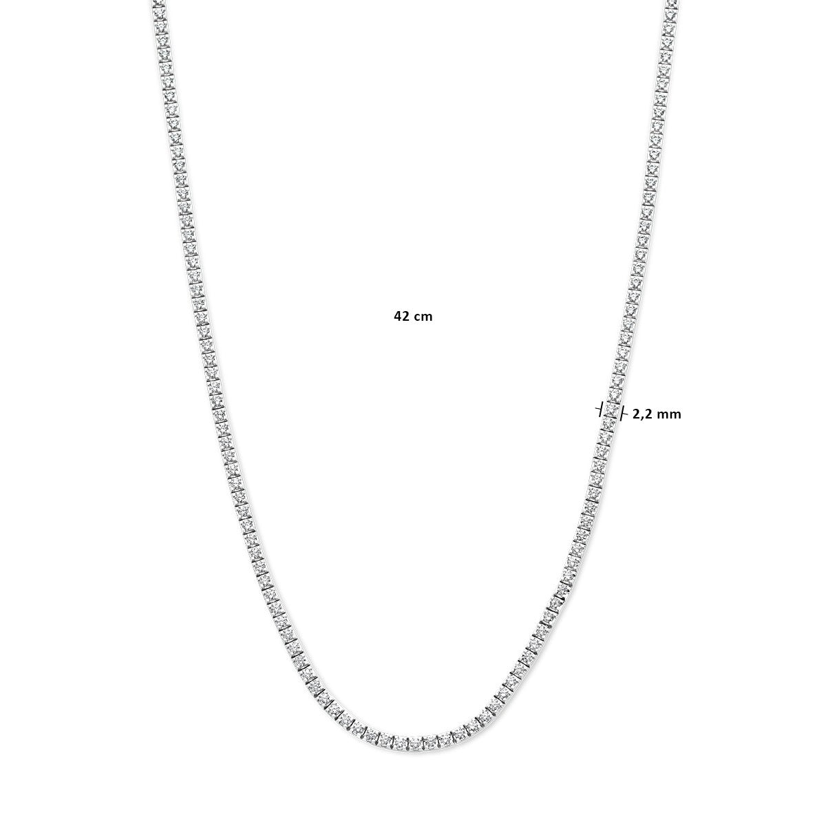 Fantasy Collection Tenniscollier lab grown diamant 3.00ct g si 2,2 mm 42 cm 14K witgoud