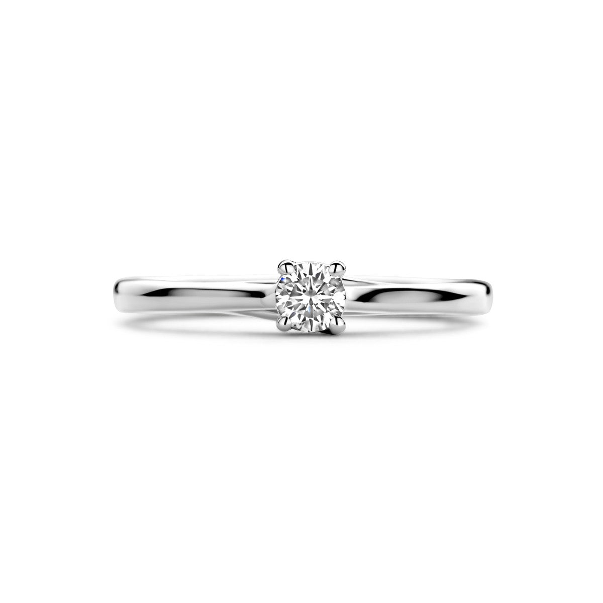 Aanzoeksring diamant 0.15ct h si 14K witgoud
