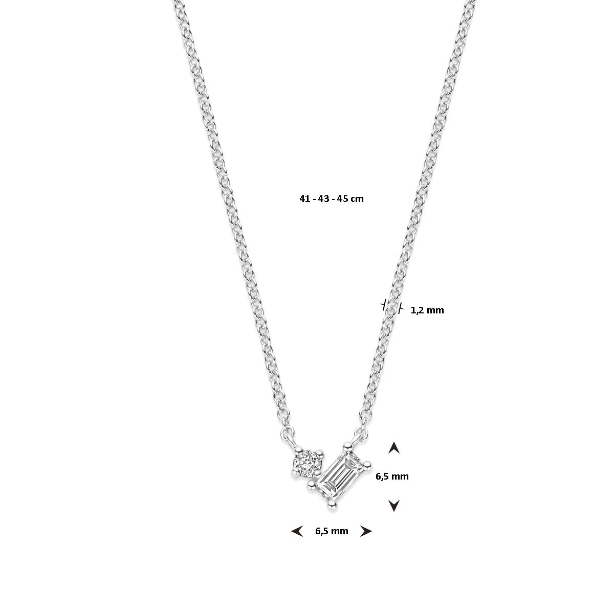 Fantasy Collection Collier diamant 0.16ct h si 41 - 43 - 45 cm 14K witgoud