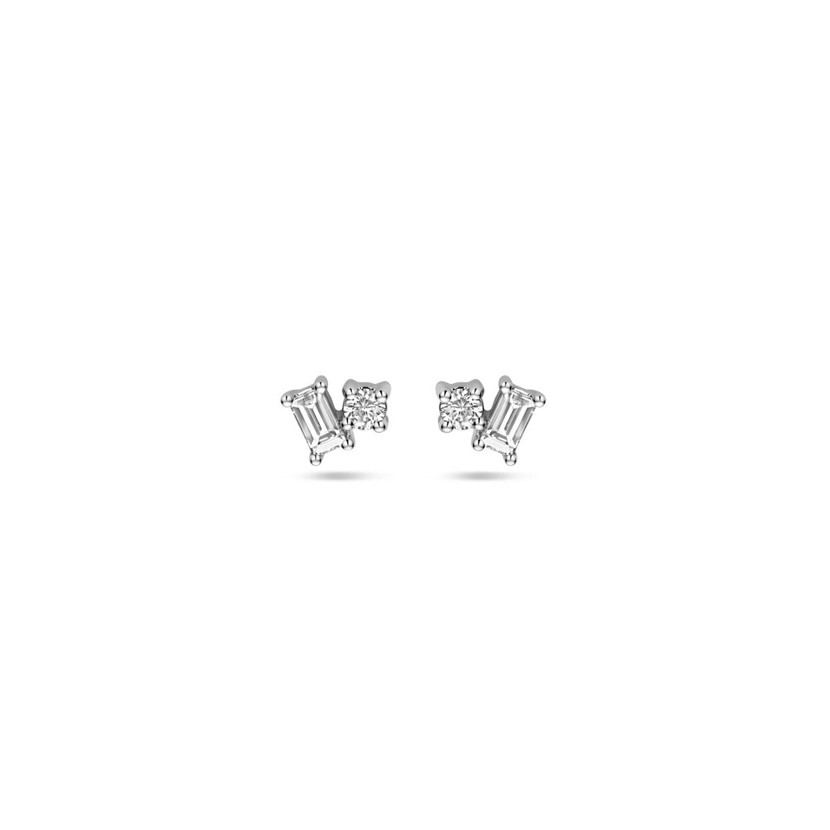Fantasy Collection Oorbellen diamant 0.20ct (2x 0.10ct) h si 4 mm 14K witgoud