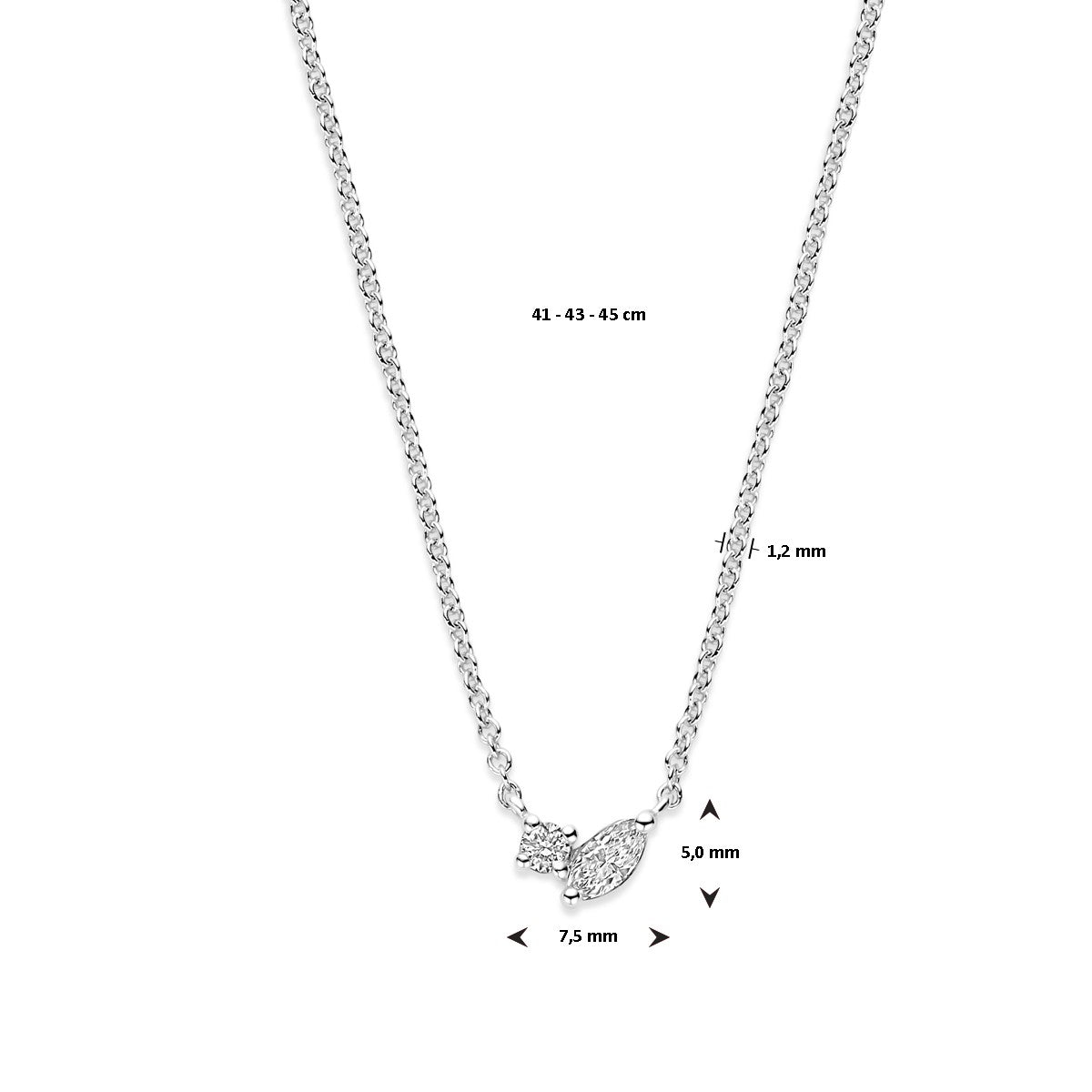 Fantasy Collection Collier diamant 0.14ct h si 41 - 43 - 45 cm 14K witgoud