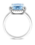 14K Witgouden Ring Sky Blue Topaas En Diamant 0.14Ct H Si 4106364 - PansiteNederland.nl
