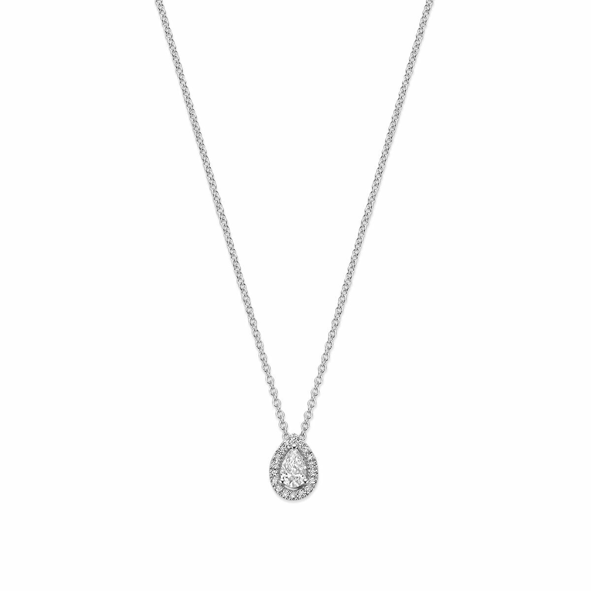 Fantasy Collection Collier druppel diamant 0.25ct h si 41 - 43 - 45 cm 14K witgoud