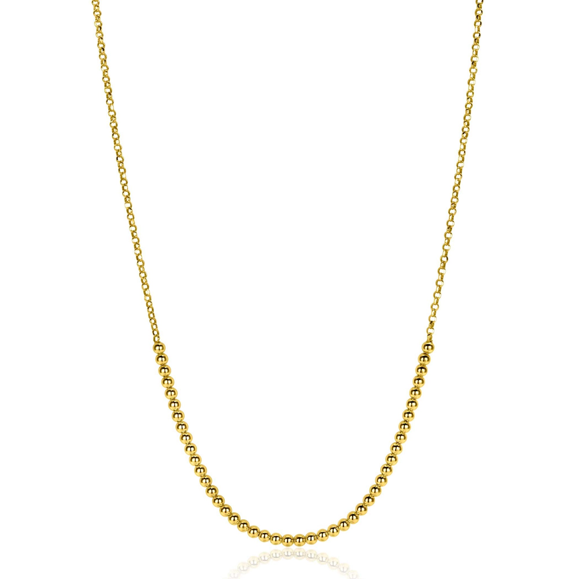 ZINZI gold plated zilveren jasseron ketting met bolletjes schakels 2,5mm breed in het midden 40-45cm ZIC2640G