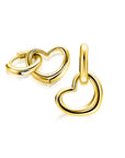 ZINZI gold plated zilveren oorbedels open hartvorm 14mm ZICH2718G (zonder oorringen) - PansiteNederland.nl