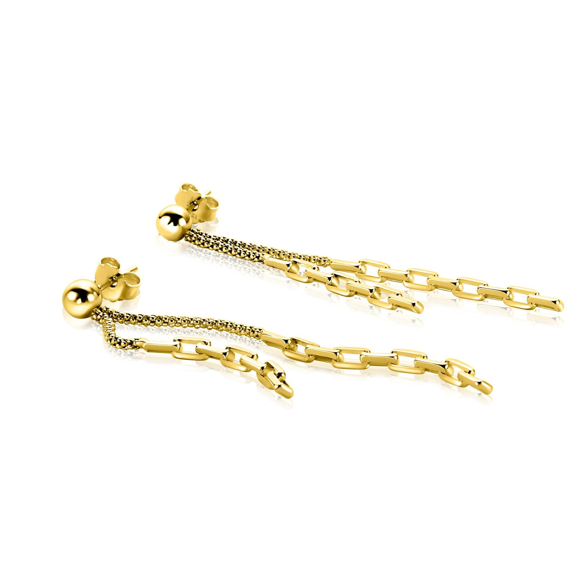 ZINZI gold plated zilveren multi-look oorstekers met bungelende paperclip schakels 65mm ZIO2709G - PansiteNederland.nl