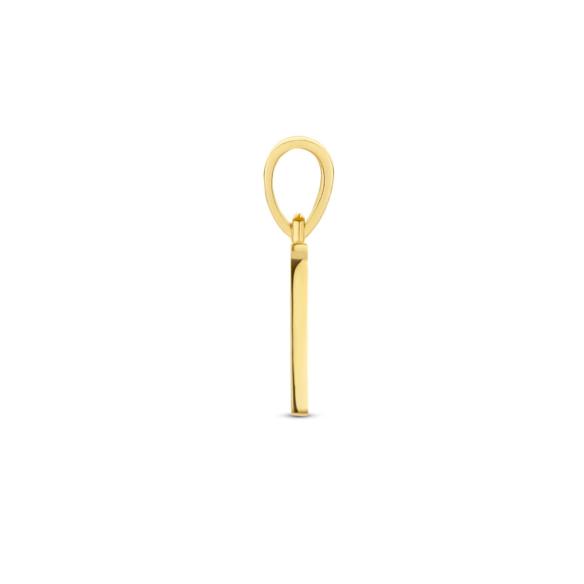 Hanger letter V zirkonia 14 mm 14K geelgoud #Letter_V