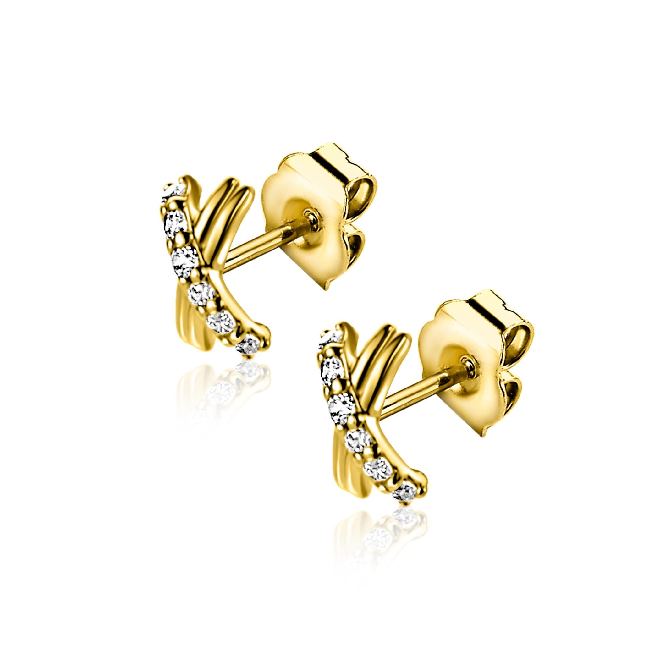 ZINZI 14K Gouden Oorknoppen met Witte Zirkonia ZGO549 oorbellen