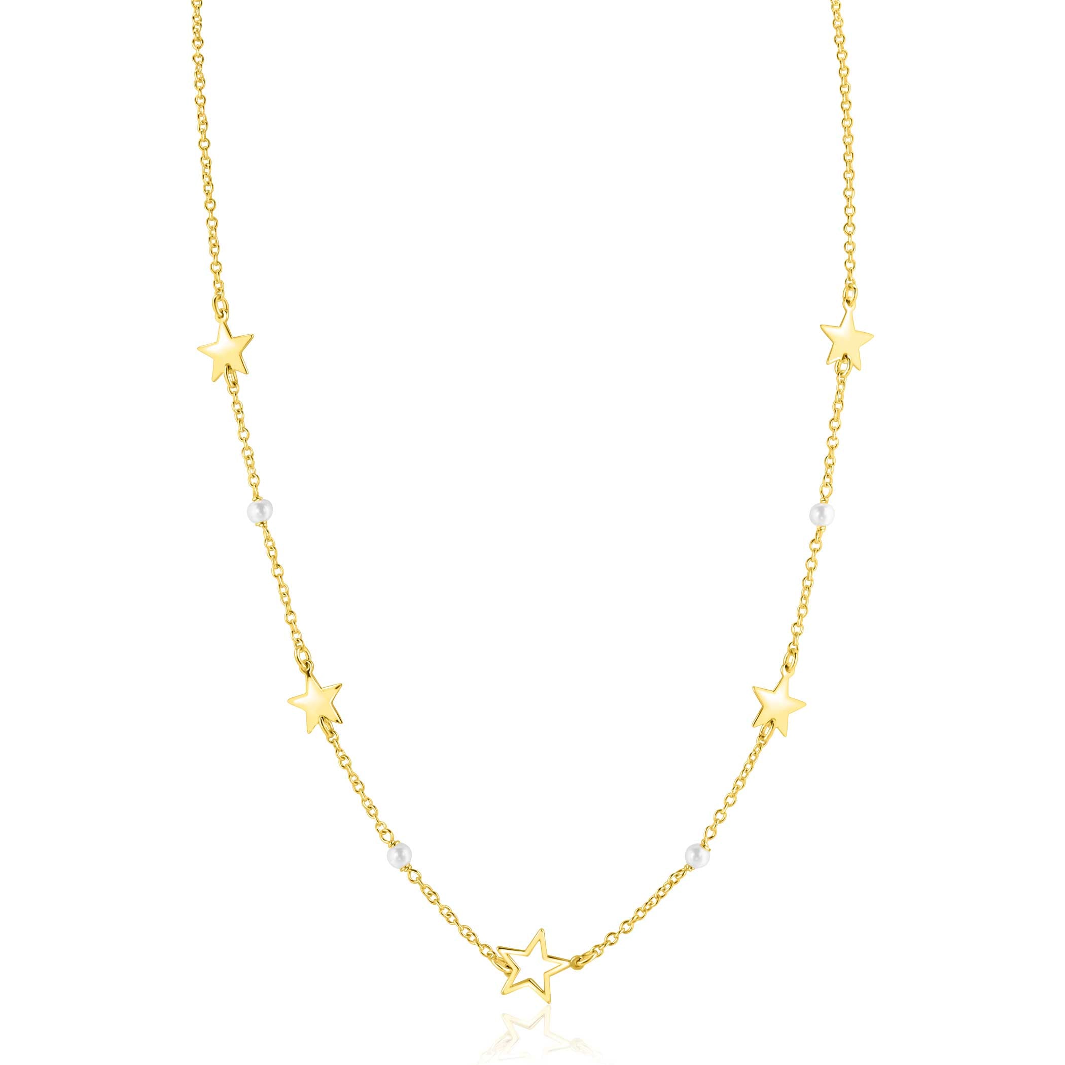 ZINZI Verguld Zilveren Ketting met Witte Parel - ZIC2780