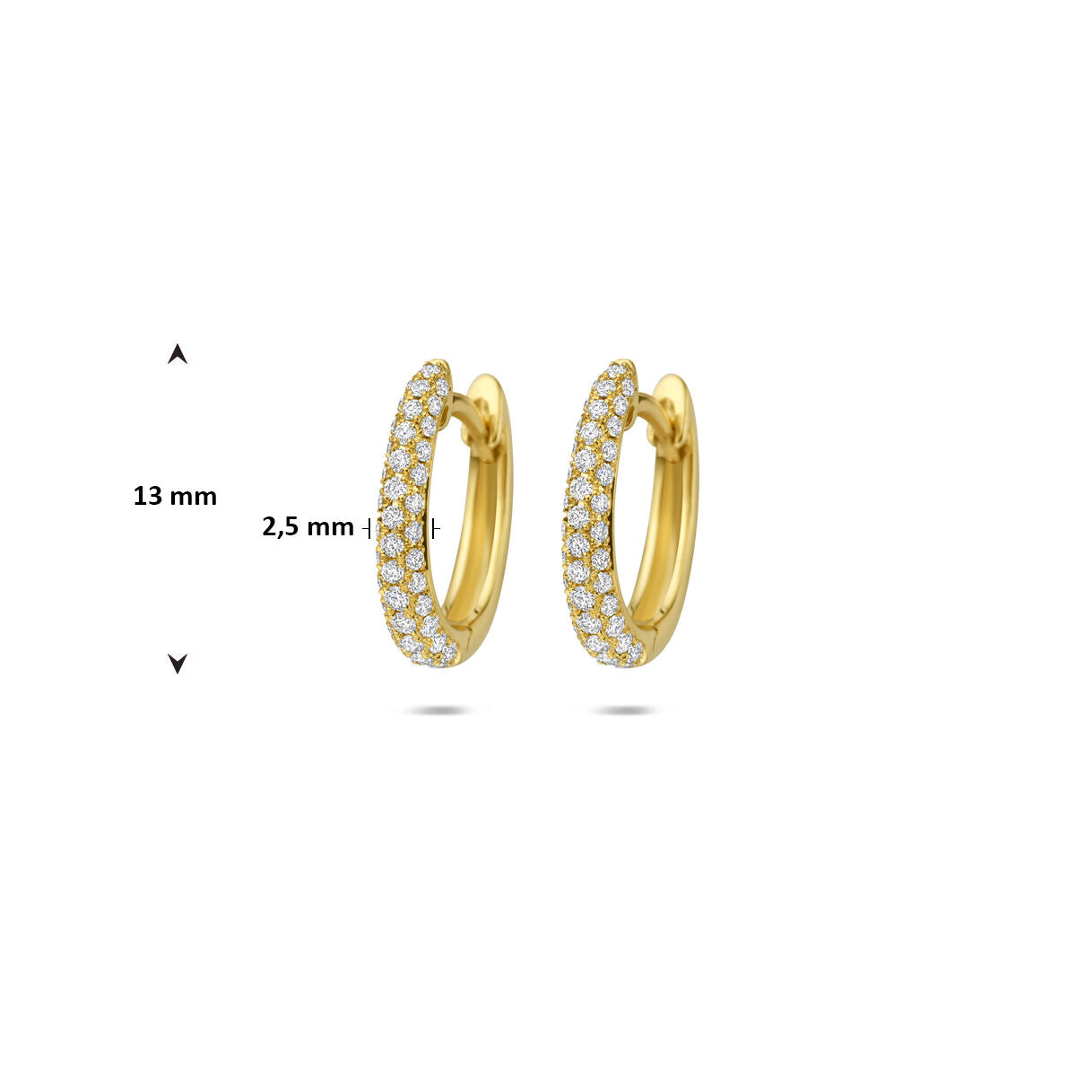 Fantasy Collection Oorbellen diamant 0.32ct (2x 0.16ct) h si 13 mm 14K geelgoud