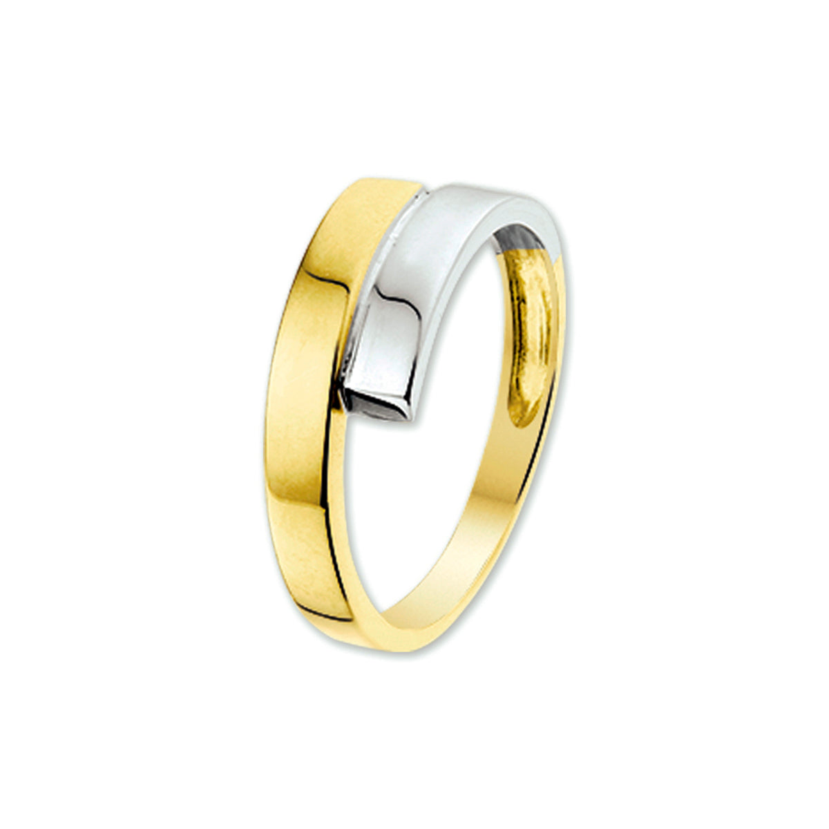 Ring 14K bicolor goud geel/wit