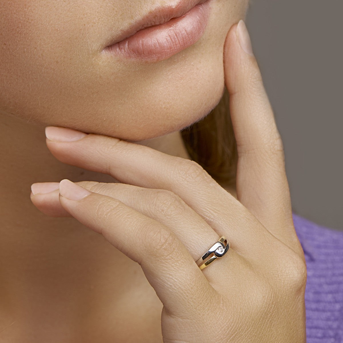Fantasy Collection Ring zirkonia 14K bicolor goud