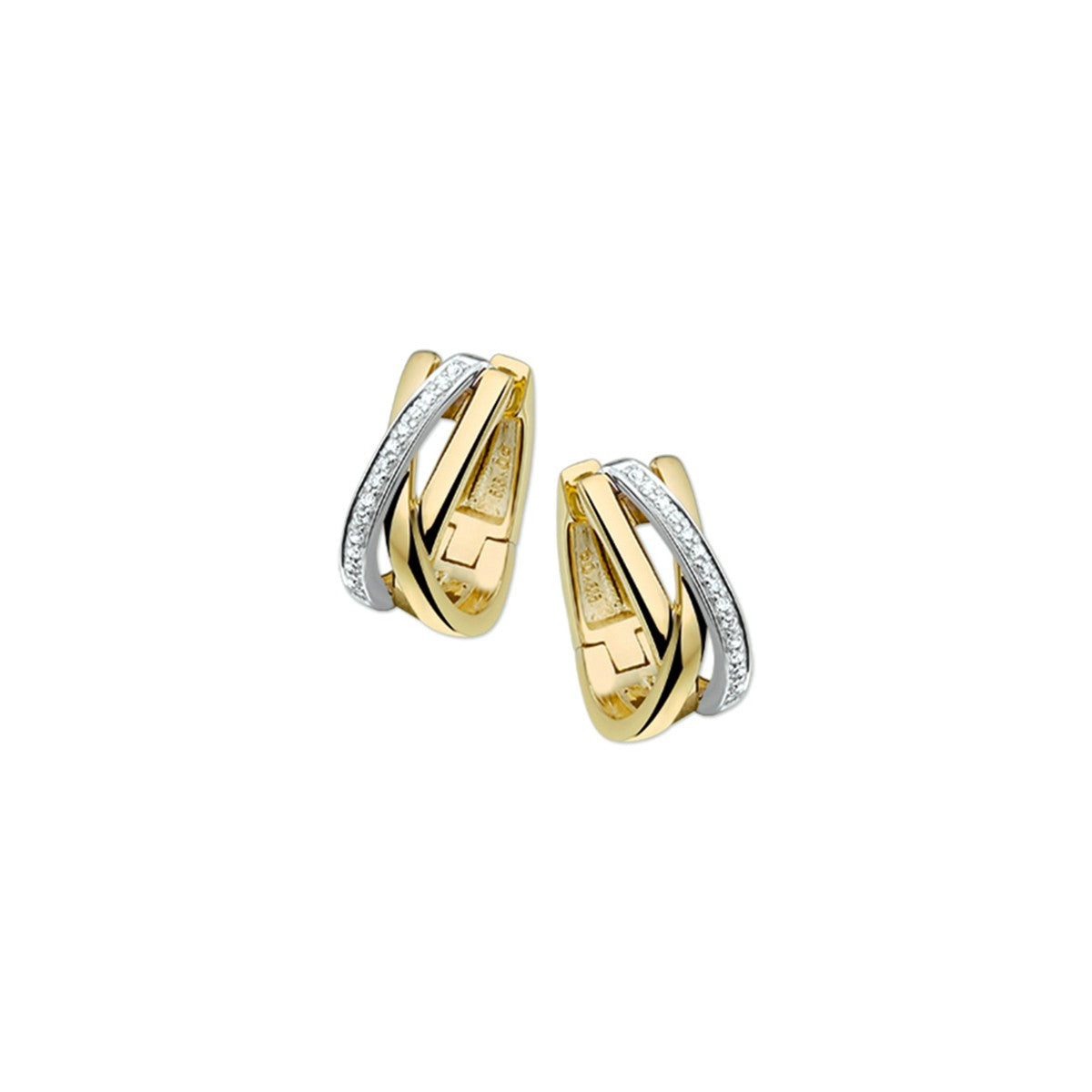 Fantasy Collection Oorbellen diamant 0.12ct (2x0.06) h si 14K bicolor goud