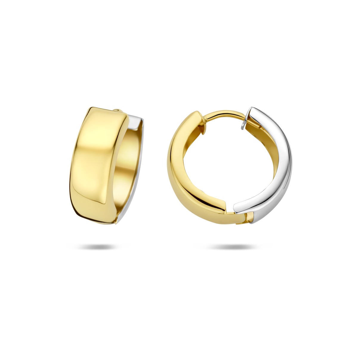 Oorbellen vlakke buis 14K bicolor goud